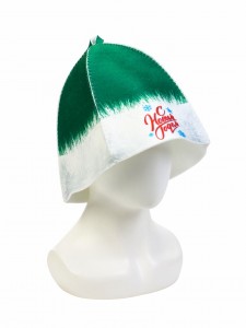 Eco-Friendly Bath Shower Set with Print 5 Pieces Hat Sauna Glove Slippers Mat Storage Bag Green