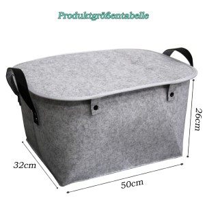 Eco-friendly Grey Felt Storage Basket with Lid Home Storage