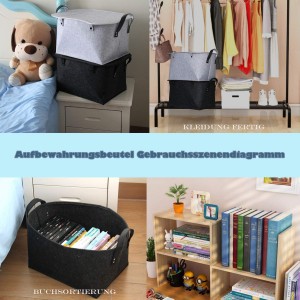 Eco-friendly Grey Felt Storage Basket with Lid Home Storage
