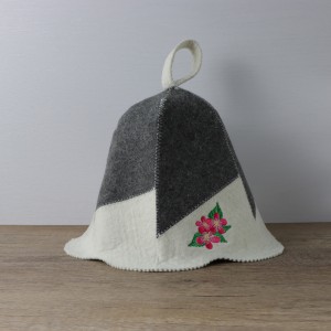 Sauna Hat Flower 100% Wool Felt Embroidered Head Protection from Heat