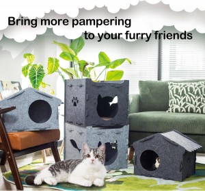 Durable Acoustic Felt Cat Cave – New Acoustic Panel Cat Bed, Eco-friendly Cute Pet House for Indoor Cats & Dogs