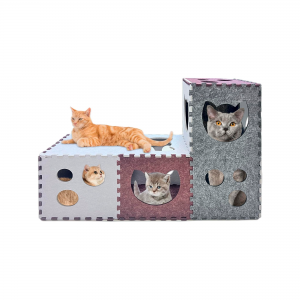 Durable Acoustic Panel Cat Bed – Cute Felt Cat Cave House, Eco-friendly Warm Pet Bed for Indoor Cats & Pet Supplies