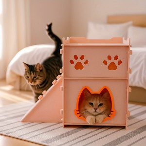 Hot selling Acoustic Panel Cat Bed – Warm Cozy Felt Cat Cave, New Popular Pet House for Indoor Dogs & Cats Multi Color