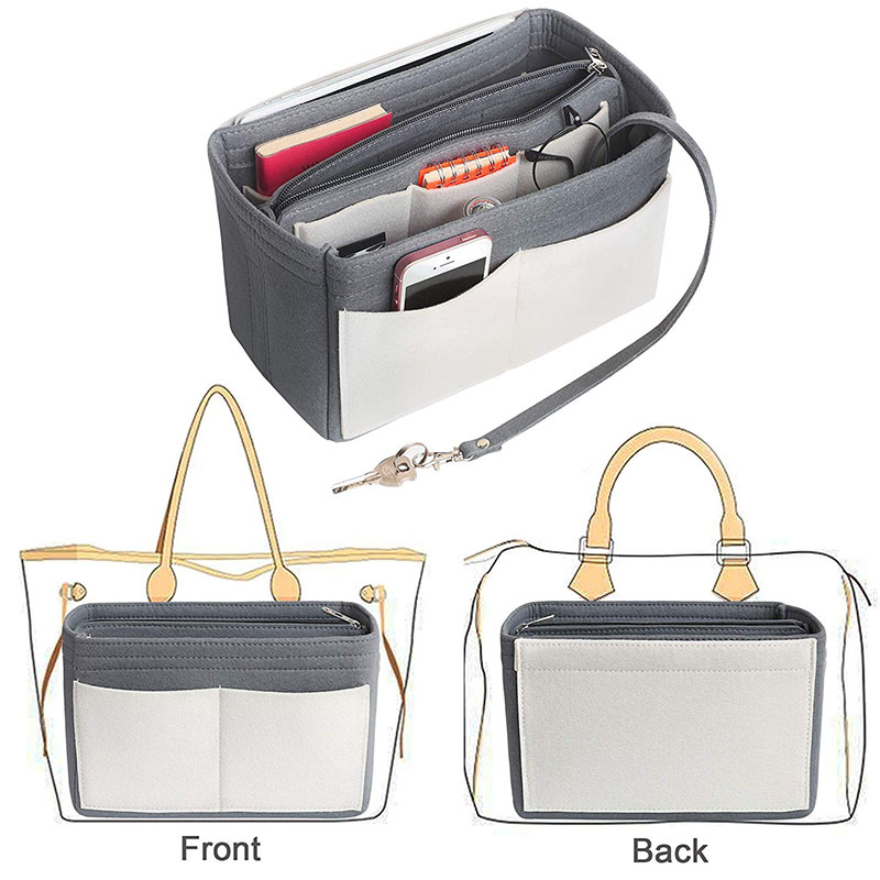 China Multi-pocket Cosmetic Bag Felt Insert Bag Organizer Manufacturers and  Suppliers