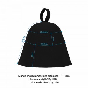 Wholesale Custom Logo Japan Banya Wool Felt Sauna Sweat Sauna Hat with Hanging Hoop Custom Logo