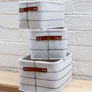 Round organizinge use classic kids felt foldable set of 3 storage baskets