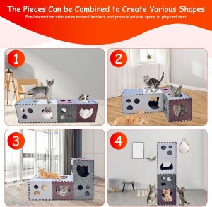 Durable Acoustic Panel Cat Bed – Cute Felt Cat Cave House, Eco-friendly Warm Pet Bed for Indoor Cats & Pet Supplies