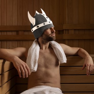 Sauna Hat Viking Model 100% Wool Felt Sauna Hat Sauna Hat Felt for Men and Women, Viking