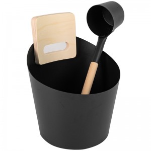 Sauna Accessories Powder Coating Aluminum Bucket Set Bucket and Ladles with Bamboo