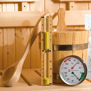 Aluminum Sauna Bucket Ladle Sauna Thermometer and Hygrometer Accessories for Sauna Room