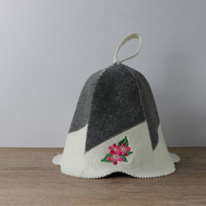 Sauna Hat Flower 100% Wool Felt Embroidered Head Protection from Heat