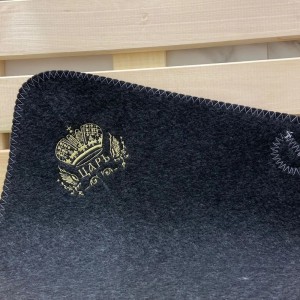 Sauna Bath Set Tsar-Eco-Friendly Soft Reusable Storage Bag Sauna Hat Gloves Mat Slippers 5 Embroidery Patches Gray