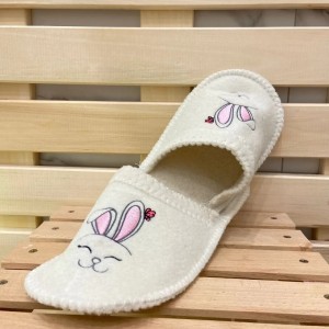 Bath & Sauna Set ‘Bunny with Ears’ Reusable Quick Dry Soft Cap Storage Bag Sauna Glove Mat Slippers 5 Embroideries for Hotels