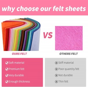 45Pcs Felt Fabric Sheets 6 x 6 inches, Assorted Colors Non Woven Felt Sheets, 1mm Thick Felt Fabric Square for Kids, DIY Sewing Crafts, Embroidering, School Projects, Patchwork, Festival Decoration