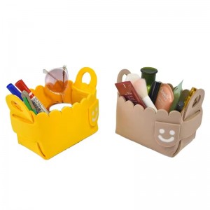 Felt storage cartoon image yellow light coffee color home storage box detachable and convenient to carry