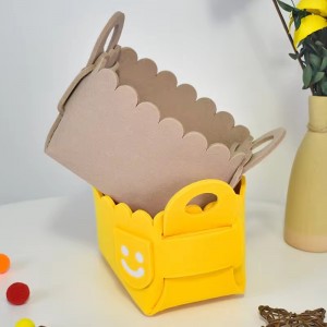 Felt storage cartoon image yellow light coffee color home storage box detachable and convenient to carry