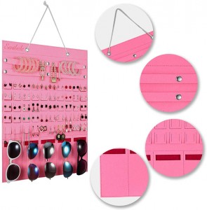 Hanging Jewelry Display Organizer Multi-Functional Closet Jewelry Storage Soft Felt Sunglasses Organizer Wall Mount Jewelry Hold