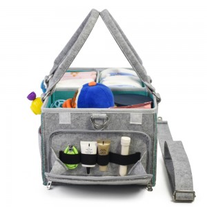 Felt Diaper Caddy Organizer Baby toweled Bag Nursery Storage Bin Gray