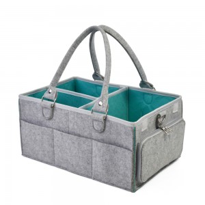 Felt Diaper Caddy Organizer Baby toweled Bag Nursery Storage Bin Gray