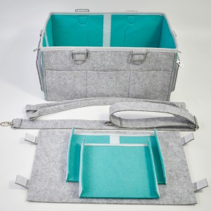 Felt Diaper Caddy Organizer Baby toweled Bag Nursery Storage Bin Gray