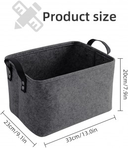 Foldable Felt Storage Basket Laundry Hamper with PU Leather Handles