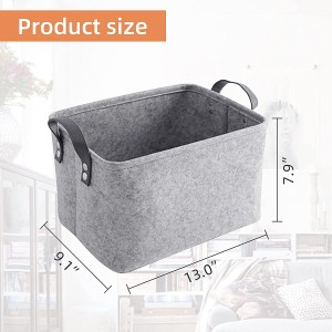 Foldable Felt Storage Basket Laundry Hamper with PU Leather Handles