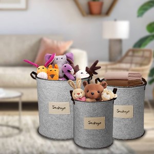 Mix Grey color and Black Lock Edge Felt Storage Three-Piece Set