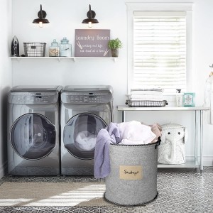 Mix Grey color and Black Lock Edge Felt Storage Three-Piece Set