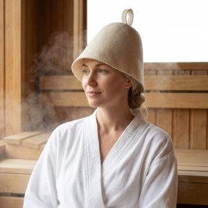 Premium Wool Felt Sauna Cap for Heat Protection in Banya & Sauna