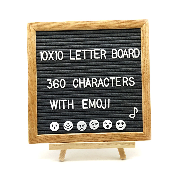 Emoji Characters NEW 10x10 Felt Letter Board with Dark Wood Frame Stand 