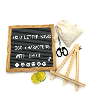 Durable Wooden Black Changeable Letter Board Felt With Stand