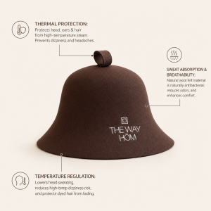Merino Wool Sauna Cap: Keeps Head Cool, Absorbs Sweat, Fully Customizable Breathable