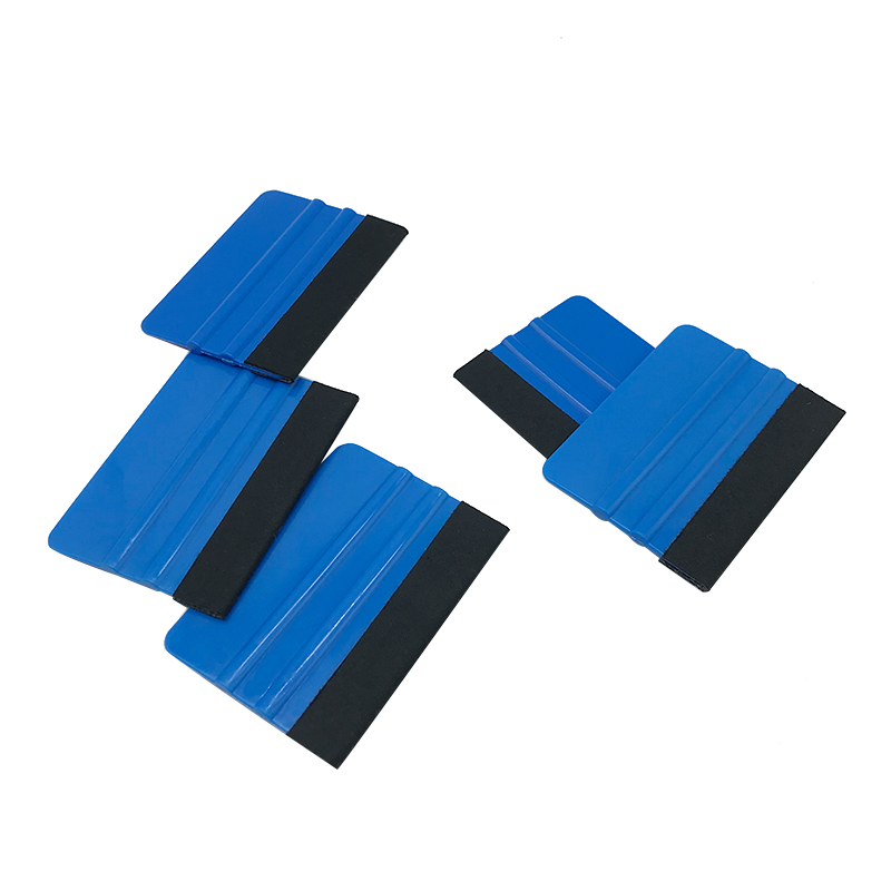 Ehdis® High Quality Felt Edge Squeegee 4 Inch for Car Vinyl Scraper Decal Applicator Tool with Black Fabric Felt Edge 10PCS Blue PP Scraper 