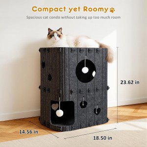 Fashionable Acoustic Panel Cat Bed – Eco-friendly Felt Cat Cave, Cute Durable Pet House for Indoor Cats & Pet Accessories