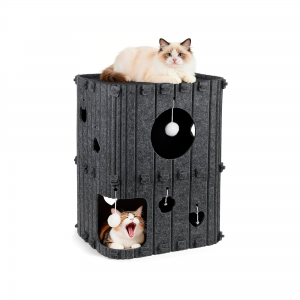 Fashionable Acoustic Panel Cat Bed – Eco-friendly Felt Cat Cave, Cute Durable Pet House for Indoor Cats & Pet Accessories