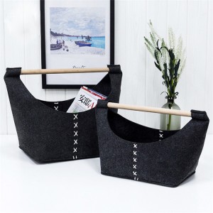 Wholesale Extra Large Felt Laundry Basket With Wooden Handles