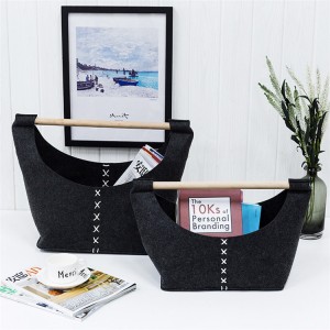 Wholesale Extra Large Felt Laundry Basket With Wooden Handles