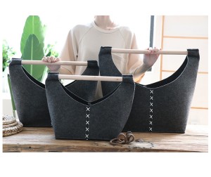 Wholesale Extra Large Felt Laundry Basket With Wooden Handles