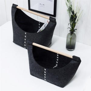 Wholesale Extra Large Felt Laundry Basket With Wooden Handles