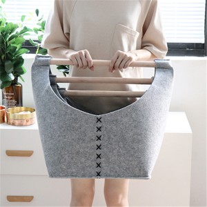 Wholesale Extra Large Felt Laundry Basket With Wooden Handles