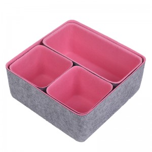 4pcs set- Colorful Felt Storage Organizer Box, Multifunctional Foldable Office Desktop Felt Fabric Bin for Home and Office Use