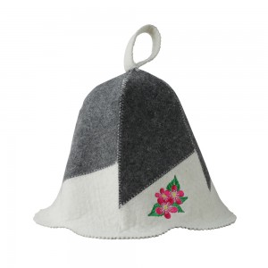 Sauna Hat Flower 100% Wool Felt Embroidered Head Protection from Heat