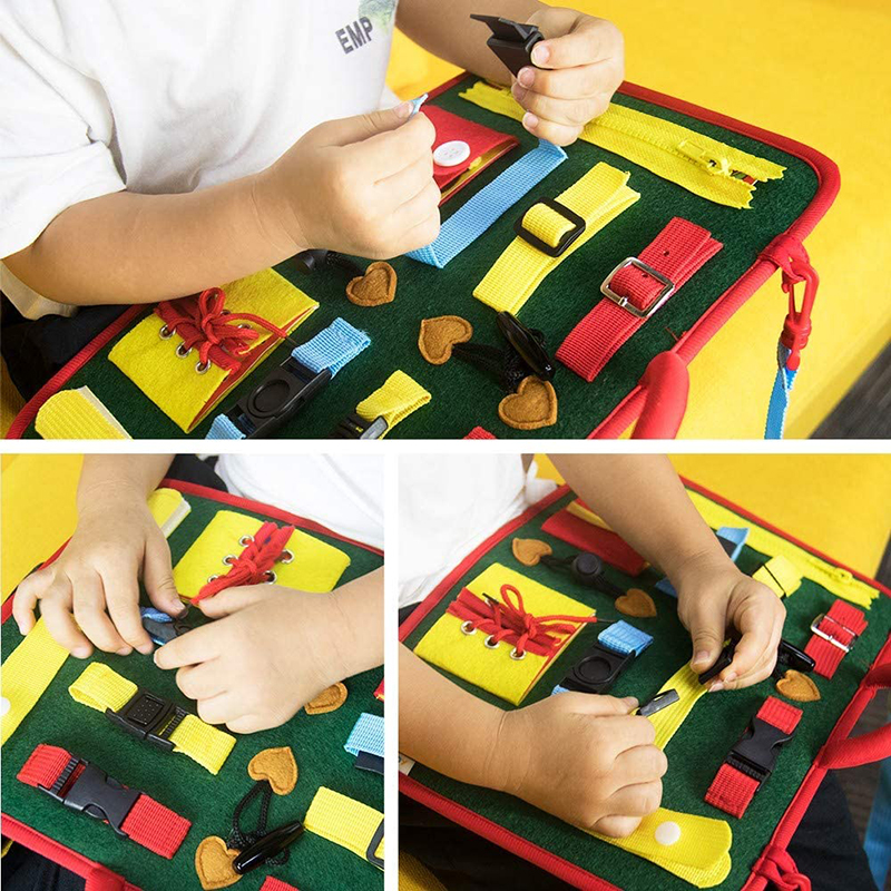 Baby Busy Board Montessori Basic Skills Activity Board Fine Motor Skills Toy 