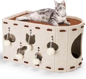 Cute Popular Acoustic Panel Cat Bed – Felt Cat Cave, Warm Durable New Design Pet House for Cats & Puppies