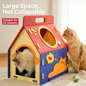 Colorful Acoustic Felt Panel Cat Bed – Eco-friendly Cat Cave House, Cute Durable Pet Bed for Indoor Pet Accessories