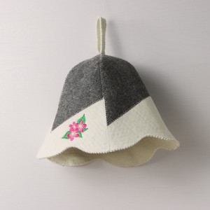 Sauna Hat Flower 100% Wool Felt Embroidered Head Protection from Heat