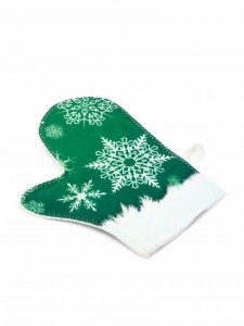 Eco-Friendly Bath Shower Set with Print 5 Pieces Hat Sauna Glove Slippers Mat Storage Bag Green