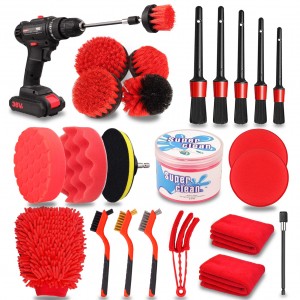 24packs car clean tools drill brush kit
