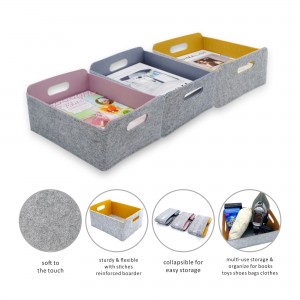 FELT  customized  material storage  felt 3 pcs basket bin set