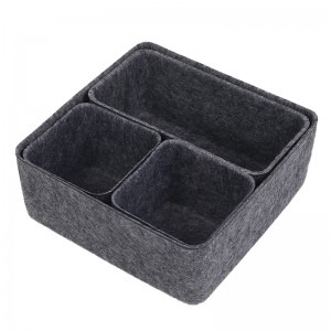 4pcs set- Colorful Felt Storage Organizer Box, Multifunctional Foldable Office Desktop Felt Fabric Bin for Home and Office Use